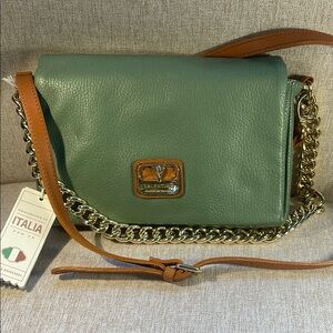 Valentina Green Leather Crossbody Bag
